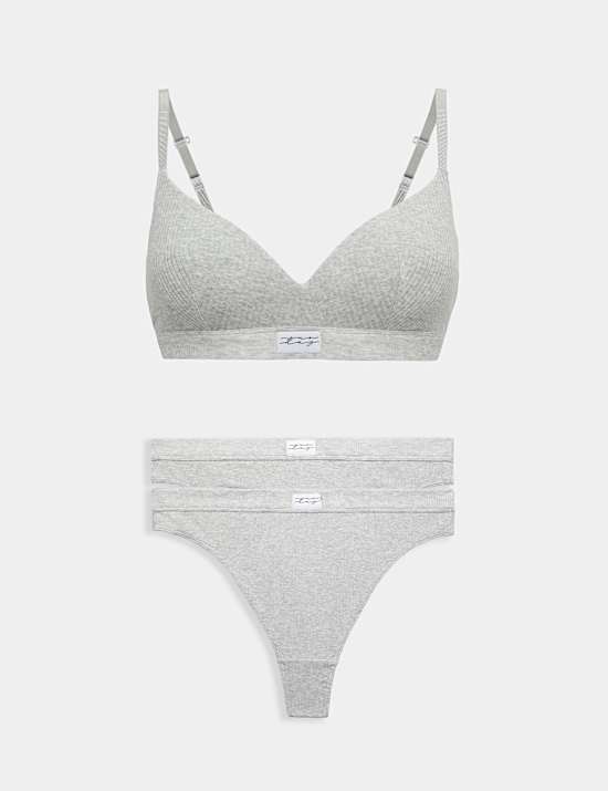 Asta Marl Non Wired Plunge Bra Set A-E
