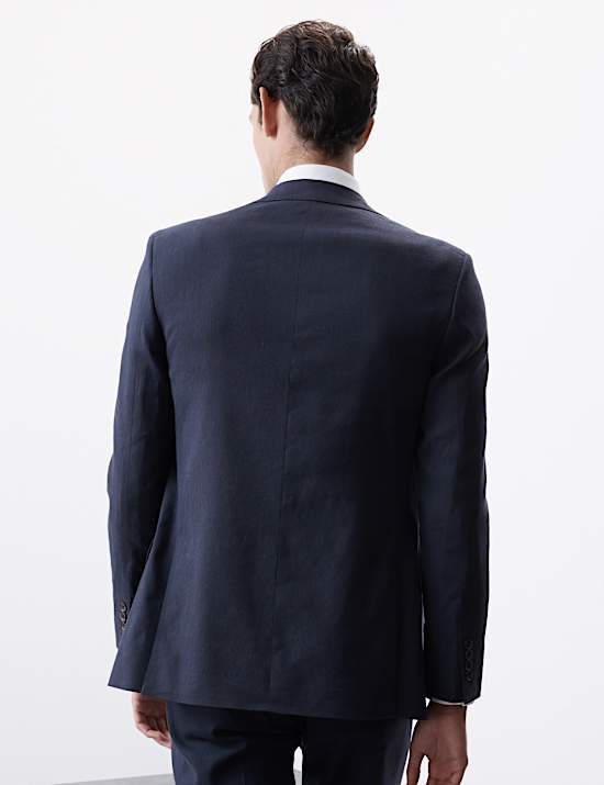 Costume coupe ajustée en lin mélangé de performance italien