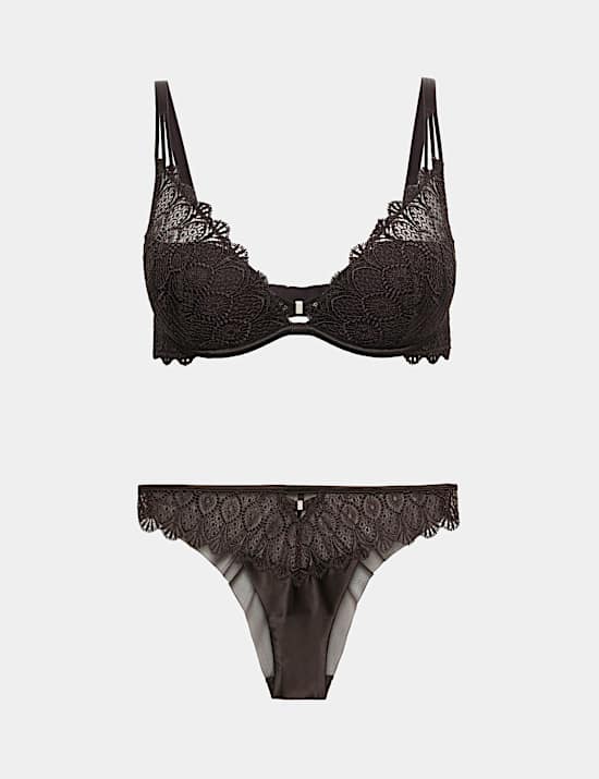 Milan Embroidered Padded Plunge Bra Set A-E