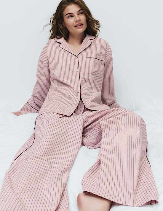 Pure Cotton Embellished Pyjama Shirt & Bottom Set