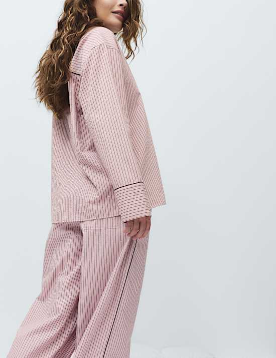 Pure Cotton Embellished Pyjama Shirt & Bottom Set