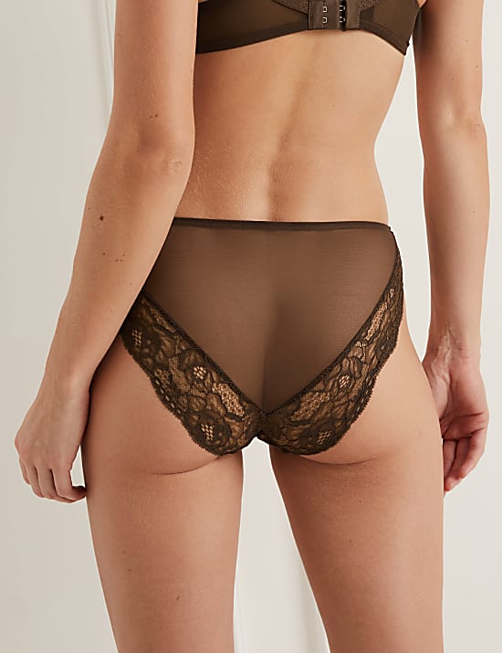 Silk Blend & Lace Wired Balcony Bra Set F-H