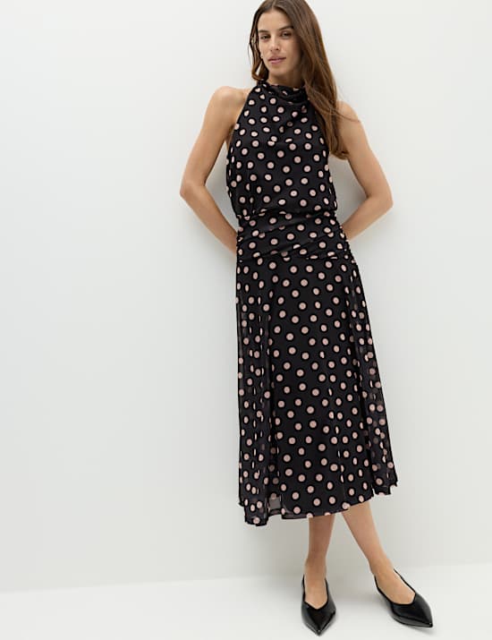 Mesh Polka Dot Vest & Skirt Set