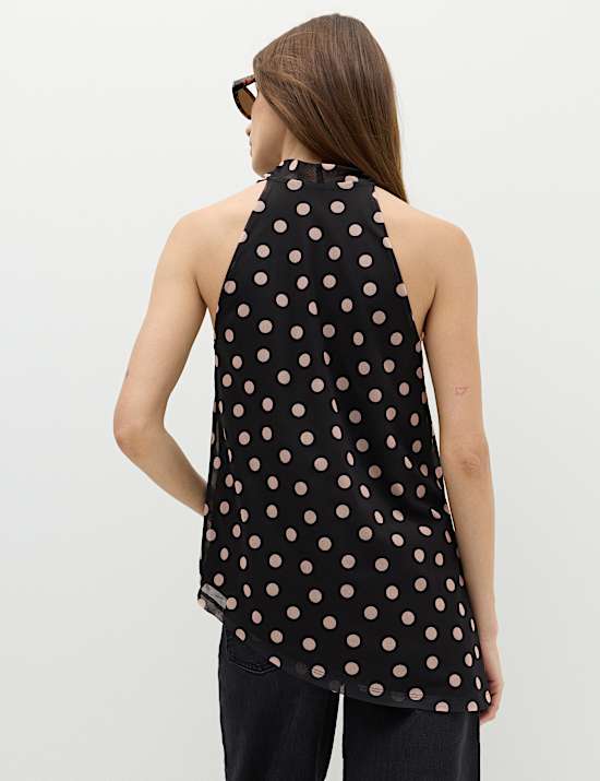 Mesh Polka Dot Vest & Skirt Set