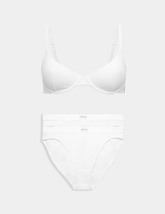 Asta Cotton Blend Padded Demi Cup Bra Set A-E