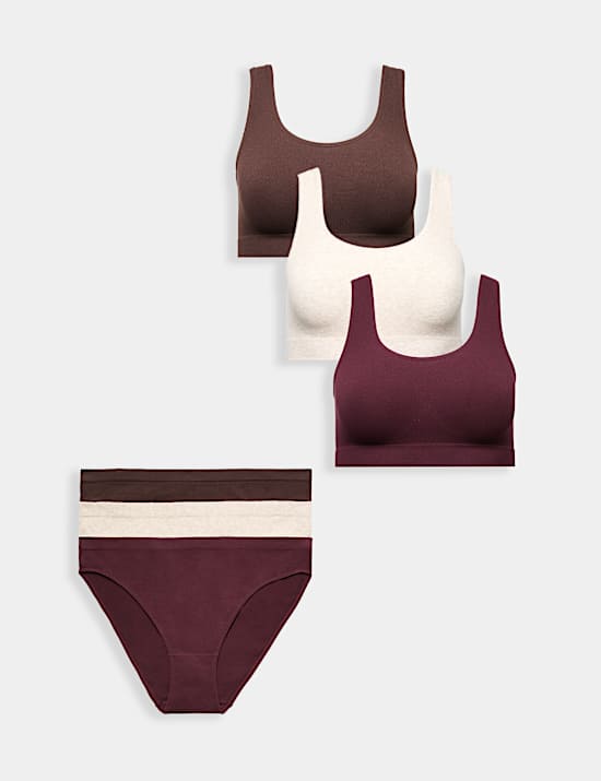 3pk Seamless Non Wired Crop Top Set