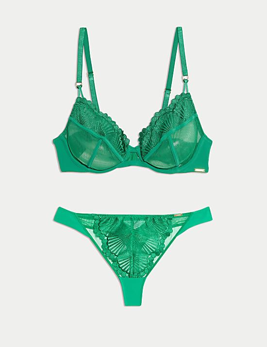 Leon Embroidery Wired Full Cup Bra Set A-E