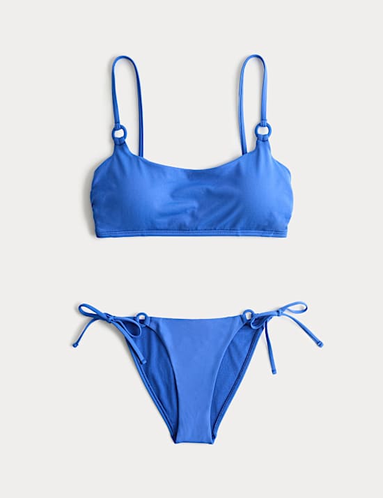 Haut de bikini rembourr&eacute; &agrave; d&eacute;collet&eacute; rond et d&eacute;tail anneau