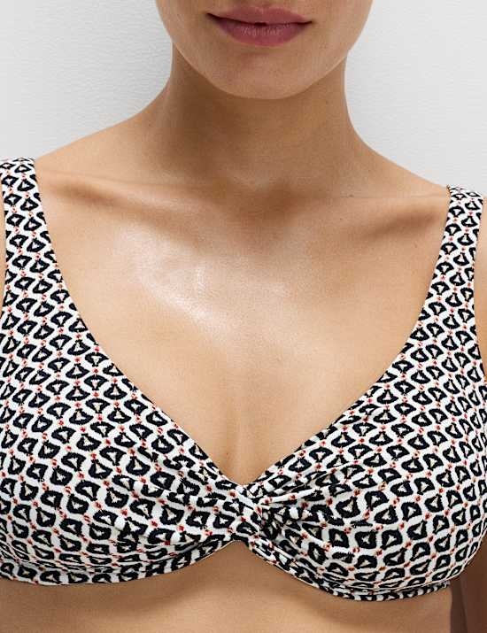 Ensemble bikini plongeant imprimé torsadé sur le devant