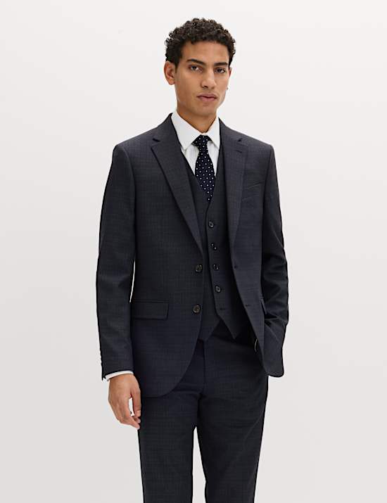 3 Piece Slim Fit Textured Stretch Suit