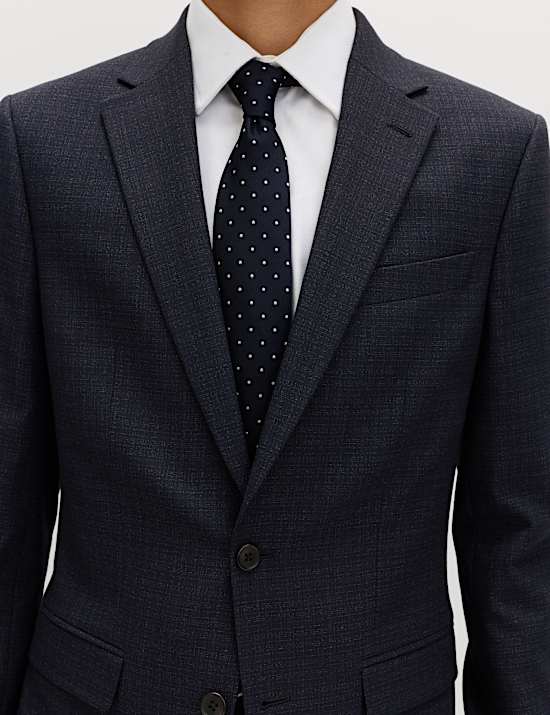 3 Piece Slim Fit Textured Stretch Suit