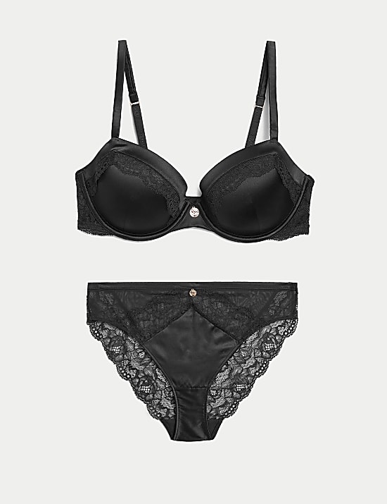 Silk & Lace Underwired Set with Balcony Bra