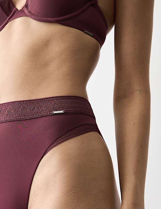 Boston Microfibre Lace Trim Wired Plunge Bra Set