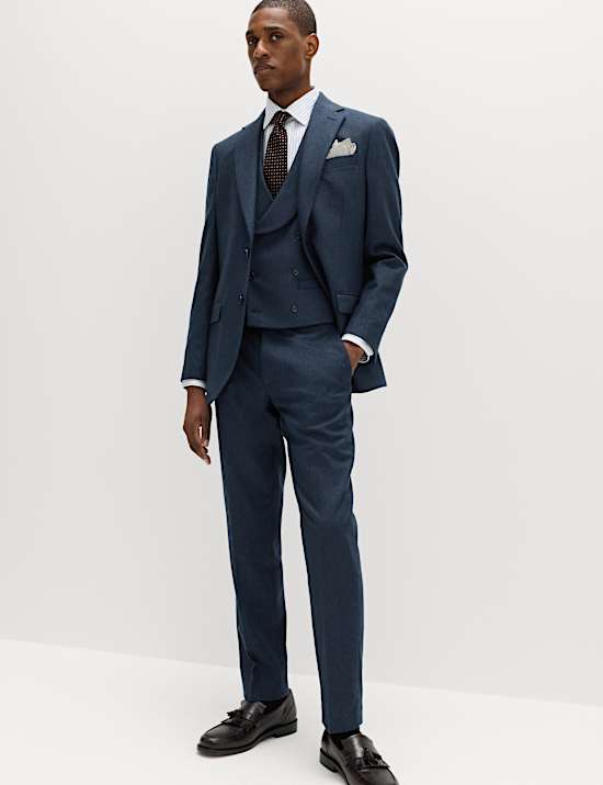 2 Piece Tailored Fit Italian Wool Rich Tweed Suit