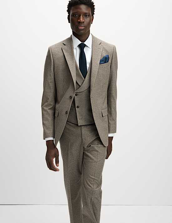 Anzug in normaler Passform mit Hahnentrittmuster