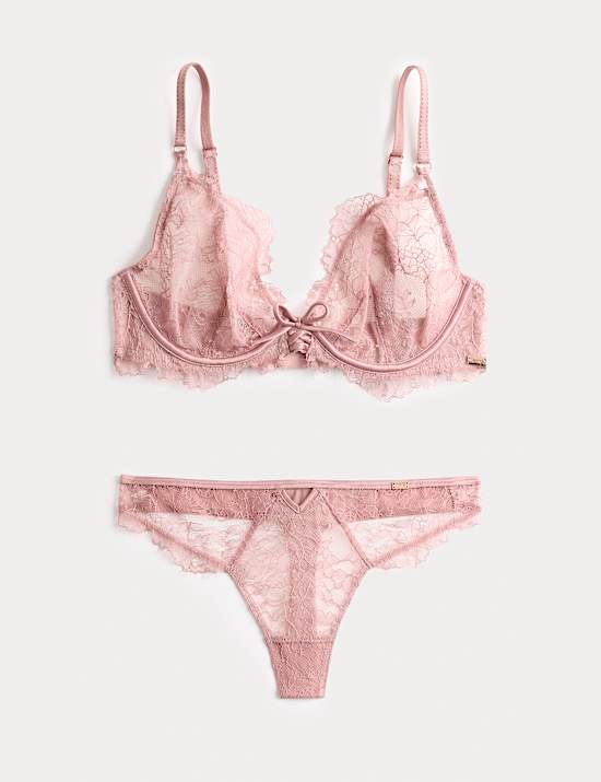 Forget Me Not Plunge-BH-Set mit Bügel und Spitze (A–E)