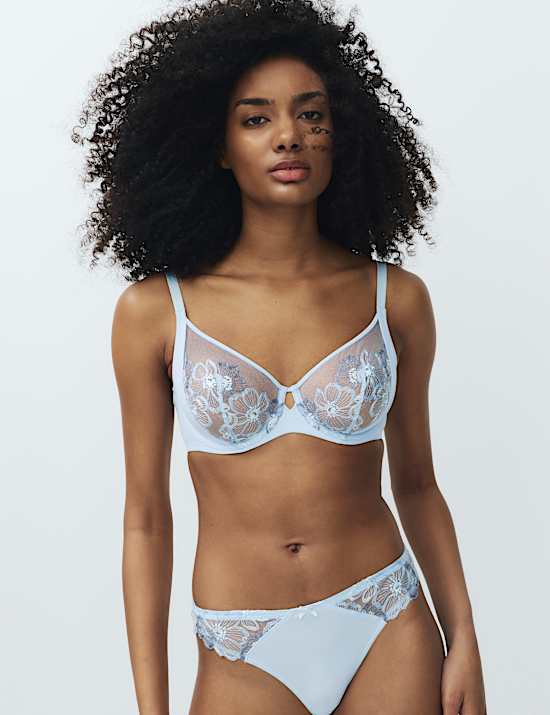 Embrace Embroidered Wired Full Cup Bra Set A-E