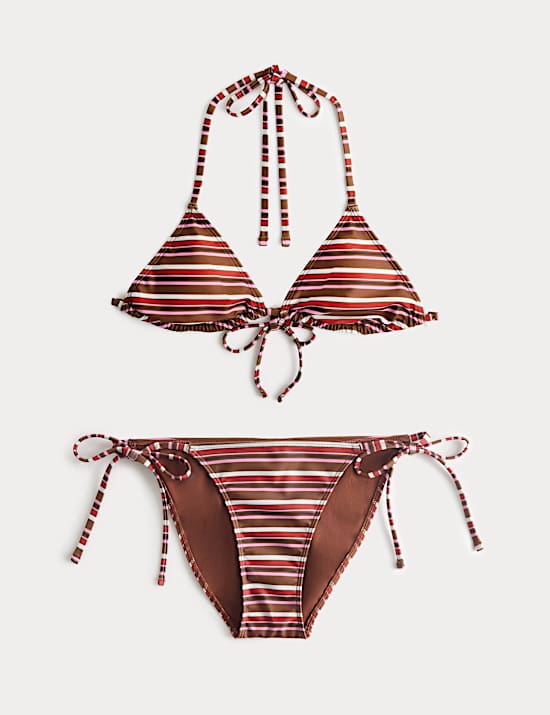 Printed Padded Halterneck Triangle Bikini Set