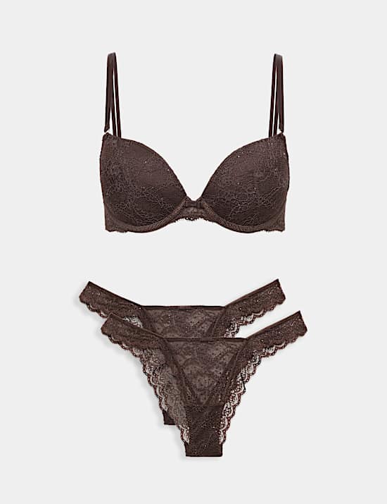 Ida Wired Push Up Plunge Bra Set A-E
