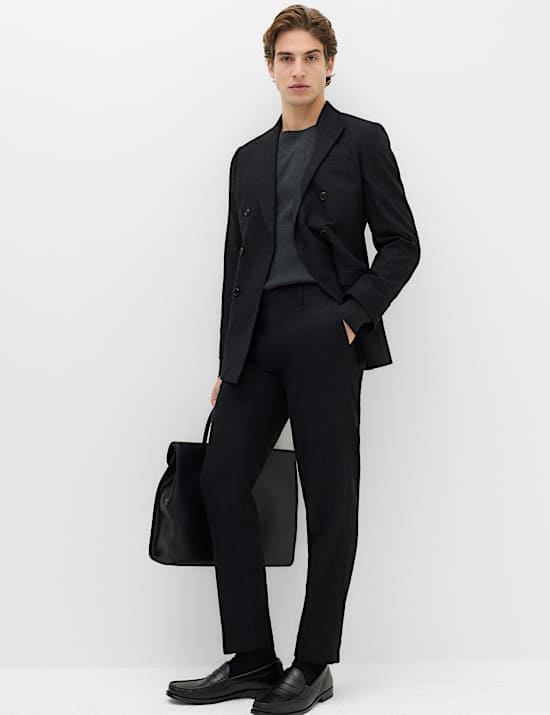 2 Piece Regular Fit Wool Rich Tweed Double Breasted Suit