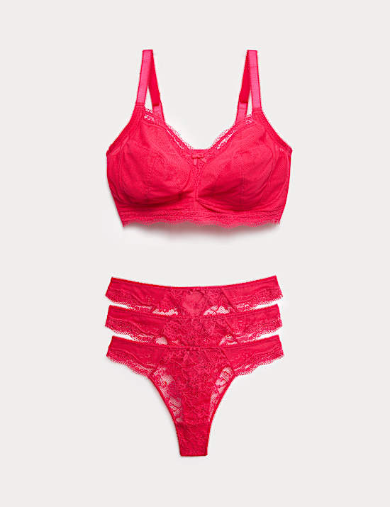 Jasmine Lace Trim Non Wired Bralette Set F+