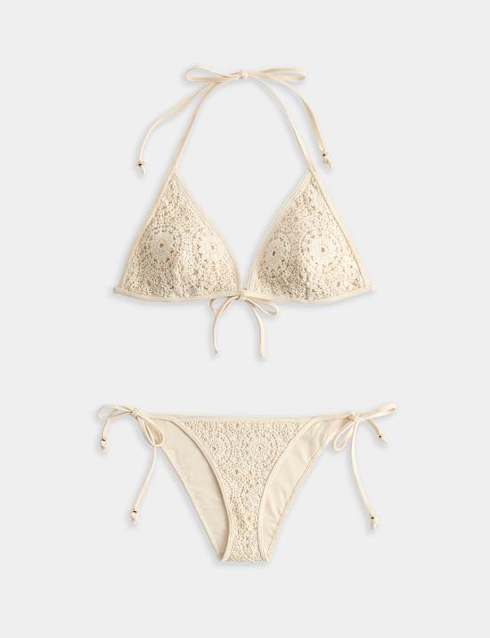Ensemble bikini triangle en coton style crochet