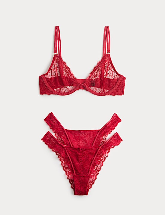 Ida Lace Wired Plunge Bra Set A-E