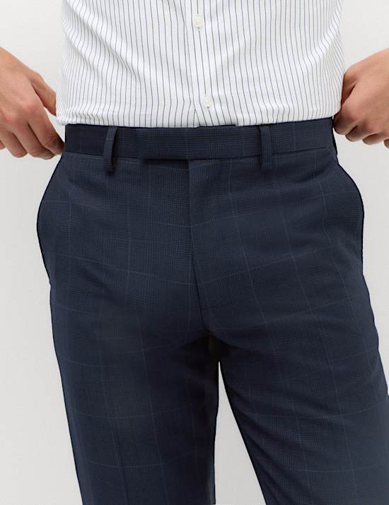 2 Piece Regular Fit Pure Wool Checked Suit