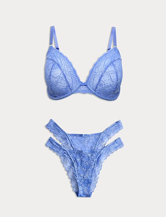 Conjunto de sujetador escotado con aros y encaje Ida (copa F-H)