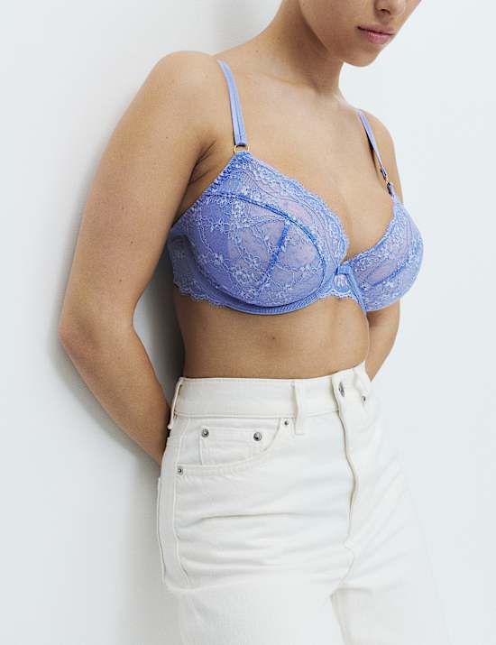 Conjunto de sujetador escotado con aros y encaje Ida (copa F-H)