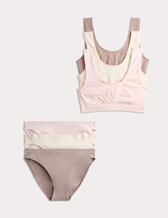 3pk Seamless Non Wired Crop Tops Set
