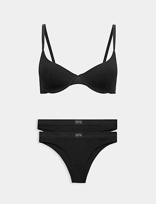 Asta Cotton Blend Padded Demi Cup Bra Set A-E