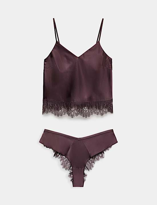 Satin & Lace Strappy Camisole Set