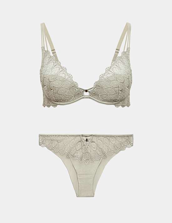 Milan Embroidered Padded Plunge Bra Set A-E