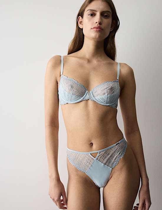 Florence Embroidery Quarter Cup Balcony Bra Set A-E
