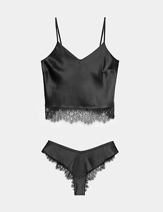 Satin & Lace Strappy Camisole Set