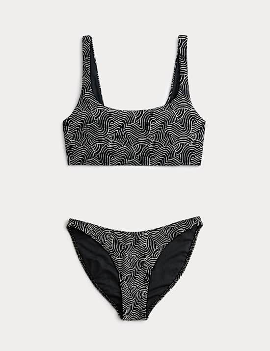 Printed Scoop Neck Bikini Set