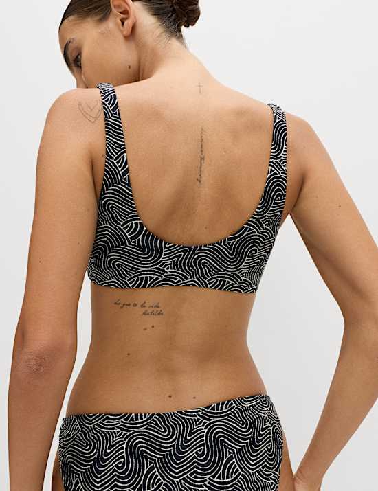 Printed Scoop Neck Bikini Set