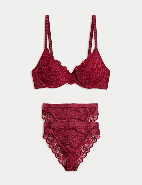 Cleo Lace Wired Demi Cup Bra Set A-E