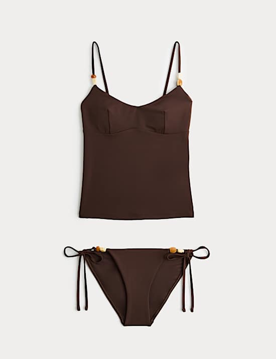 Bead Detail Scoop Neck Tankini Set