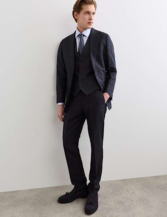 3 Piece Tailored Fit Italian Silk & Linen Suit