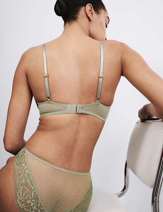 Silk & Lace Wired Scoop Demi Cup Bra Set A-E