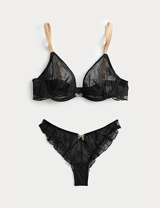 Helena Embroidered Wired Plunge Bra Set A-E