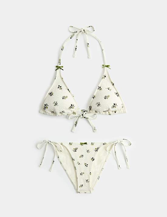 Textured Triangle Bikini Top & Bottom Set