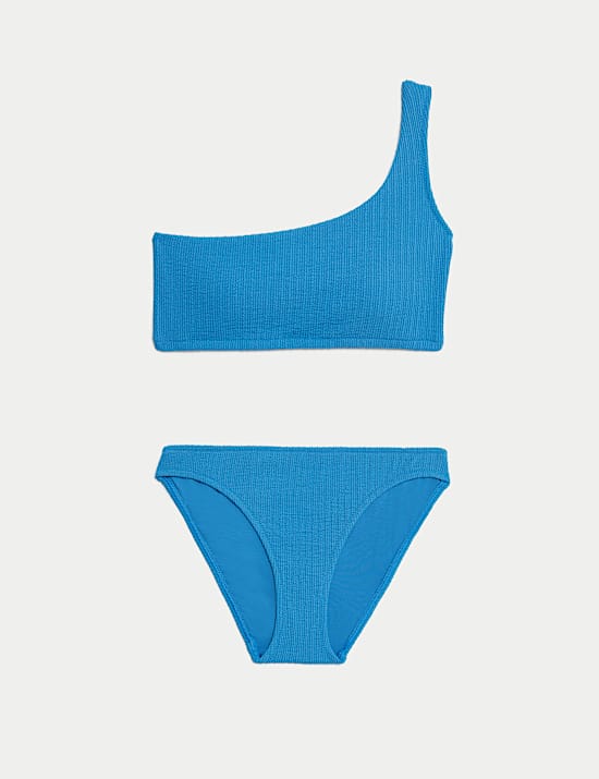 Textured One Shoulder Bikini Set