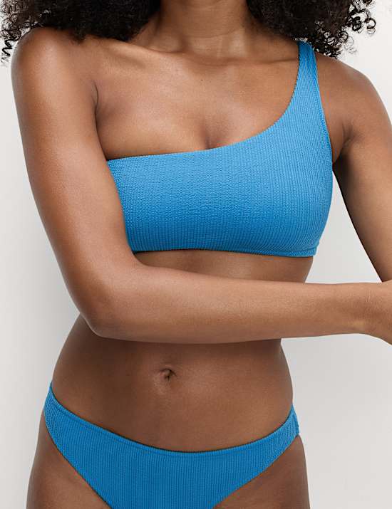 Textured One Shoulder Bikini Set