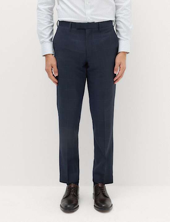3 Piece Regular Fit Pure Wool Checked Suit