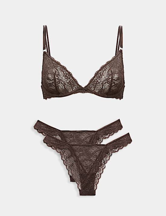 Ida Lace Wired Plunge Bra Set A-E