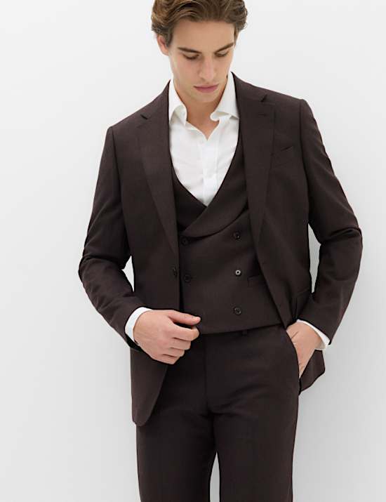 3 Piece Tailored Fit Micro Check Tweed Suit