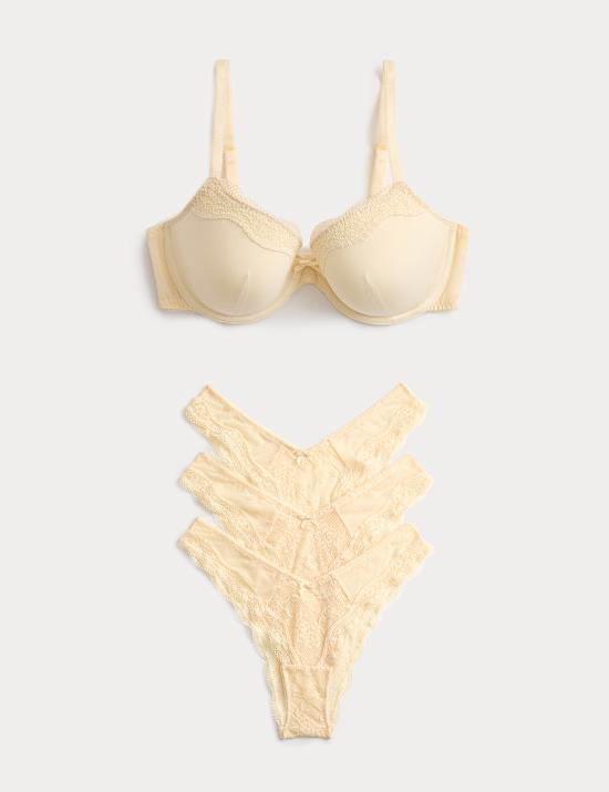 Jasmine Lace Wired Demi Cup Bra Set A-E